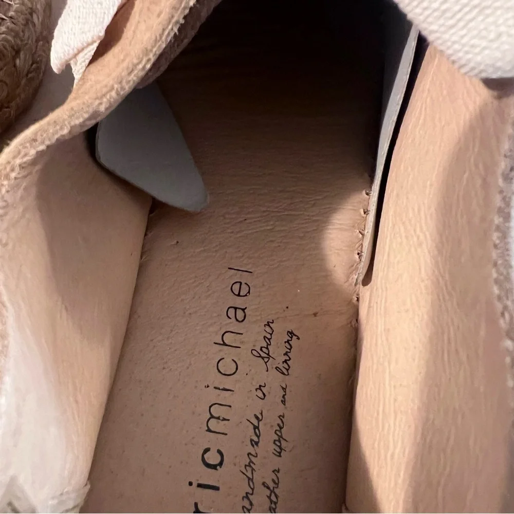 NWOB Eric Michael Womens Espadrilles Platform Heels Tan Suede LaceUp Spain EU 42
